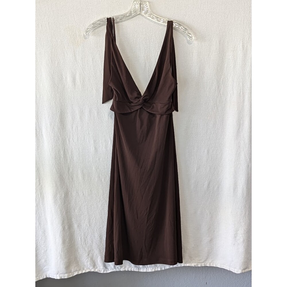 BCBGMaxAria Petites Knotted Front Halter Jersey Raisin Women's Size MP NWT